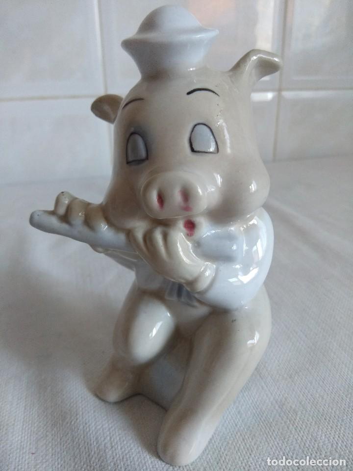 Vintage: CERDITO DISNEY A&Ntilde;OS 70 EN PORCELANA SELLADA.