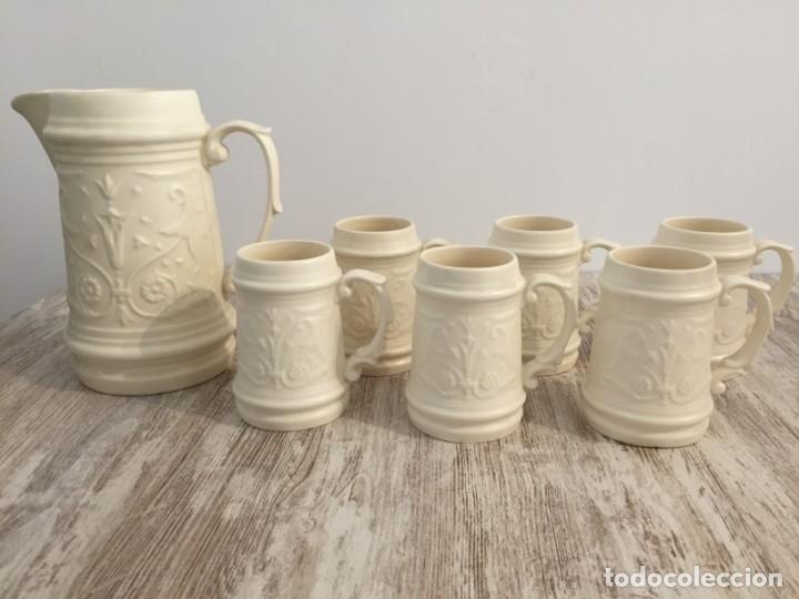 Vintage: JUEGO JARRA Y JARRITAS DE CER&Aacute;MICA PARA CERVEZA MARCA CERBOL