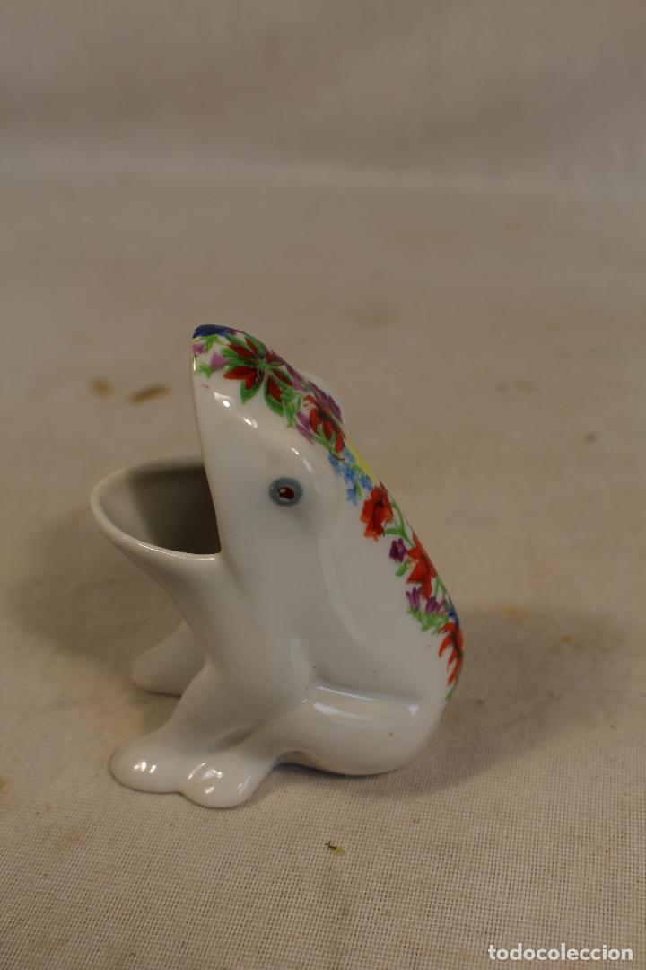 Vintage: rana palillero en ceramica