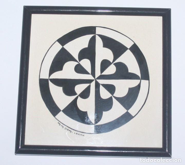 Vintage: Azulejo enmarcado de cer&aacute;mica m.m. dom. Lerma