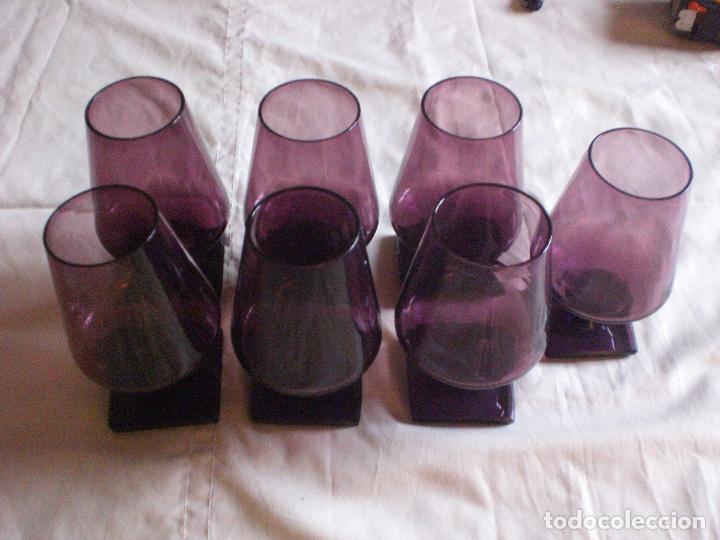 Vintage: 7 COPAS CRISTAL MORADO - Foto 1