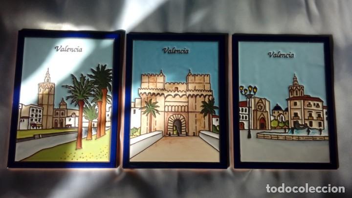 Vintage: TRES AZULEJOS CON VISTAS DE VALENCIA
