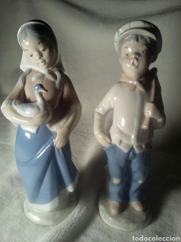 Vintage: Pareja de ni&ntilde;os en porcelana de REX