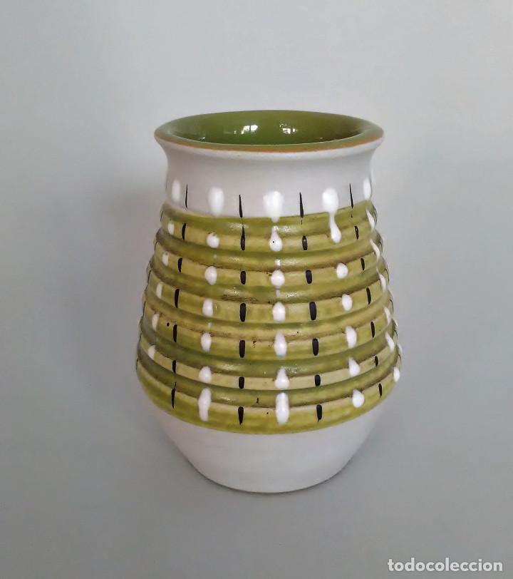 Vintage: JARRITO O TARRO DE MOSTAZA -BOURNE DENBY, MADE IN ENGLAND- MODELO BURLINGTON VERDE, 8 CM