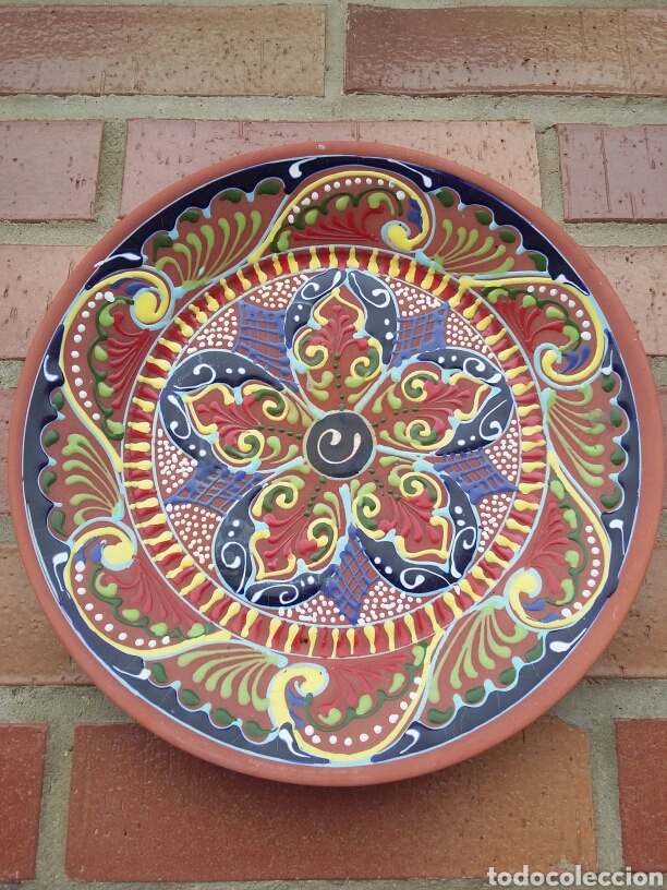 Vintage: Plato decorativo barro cocido estilo &aacute;rabe