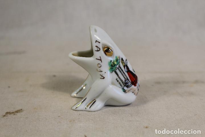 Vintage: palillero ranita rana ceramica - la toja