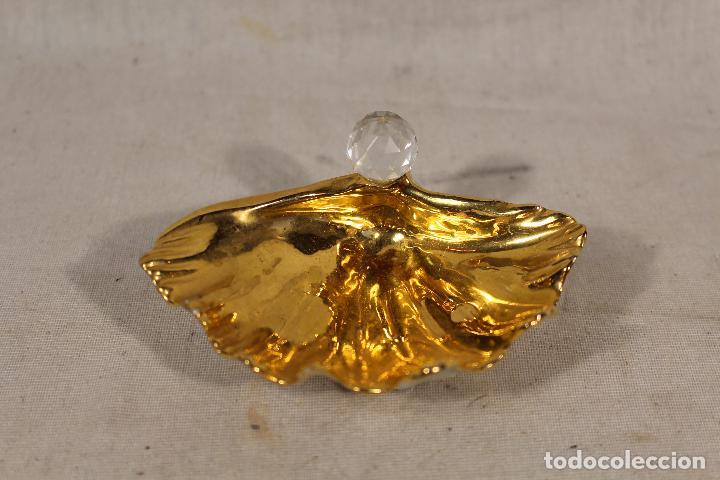 Vintage: joyero jabonero vieira en porcelana con ba&ntilde;o de oro