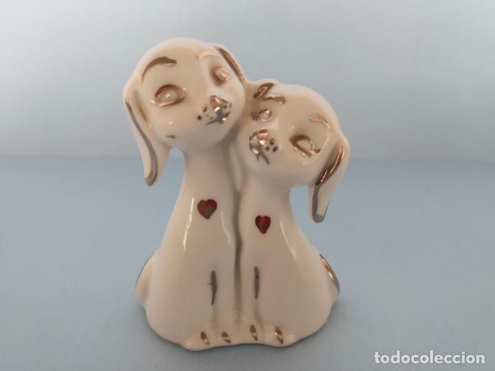 Vintage: PALILLERO PORCELANA PAREJA PERROS