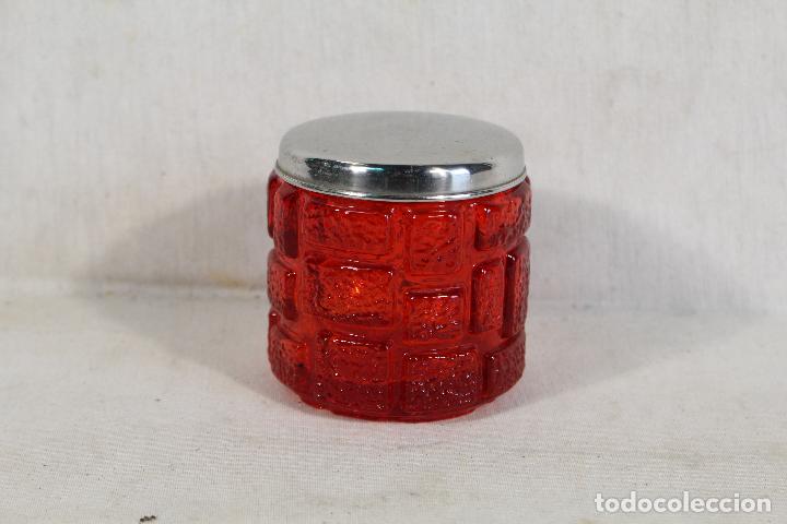 Vintage: polvera tarro de cristal rojo - Foto 1