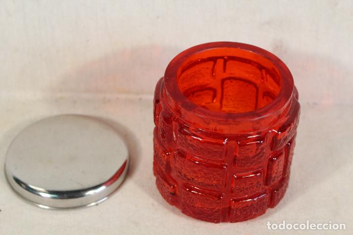 Vintage: polvera tarro de cristal rojo - Foto 2