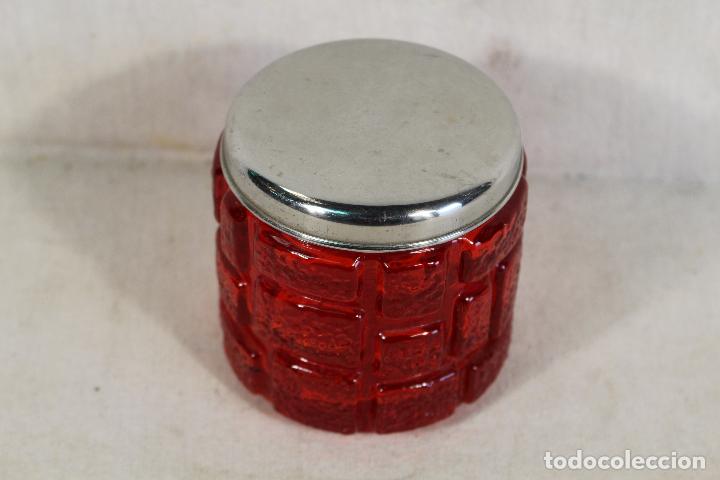 Vintage: polvera tarro de cristal rojo - Foto 3