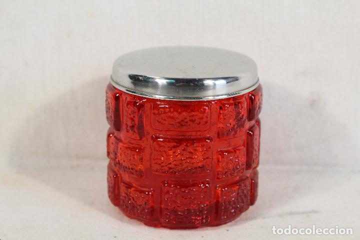 Vintage: polvera tarro de cristal rojo - Foto 4
