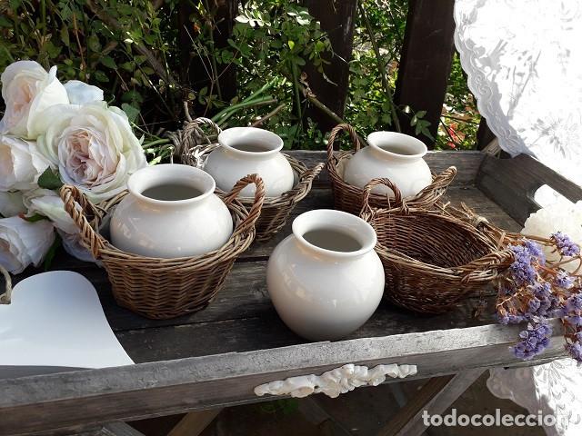 Vintage: 4 jarroncitos con cestas - Foto 2