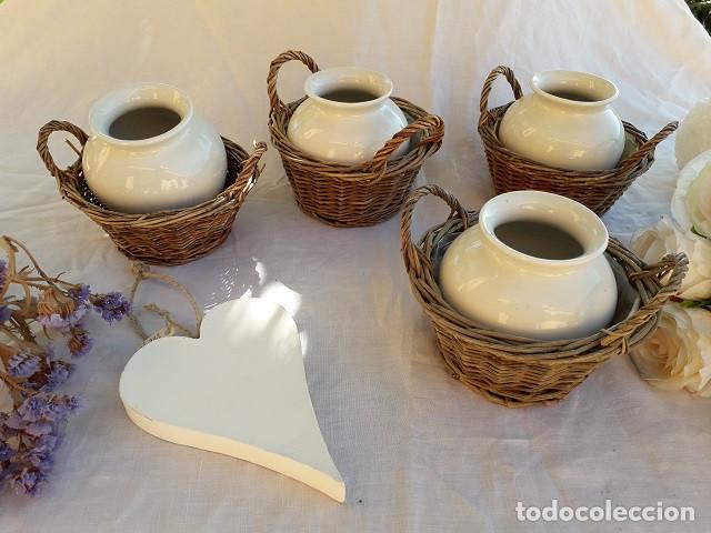Vintage: 4 jarroncitos con cestas - Foto 3