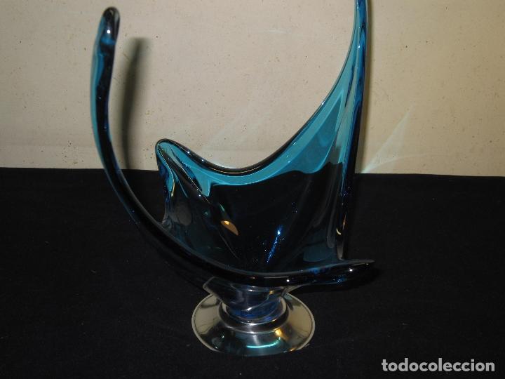 Vintage: CENTRO DE MESA EN CRISTAL COLOR AZUL