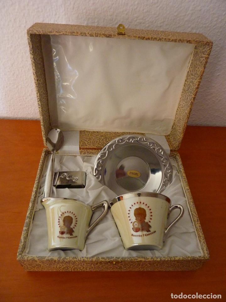 Vintage: JUEGO DESAYUNO COMUNI&Oacute;N. EN SU CAJA ORIGINAL.