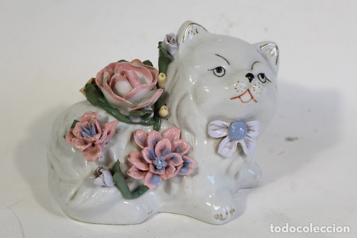 Vintage: gato en porcelana