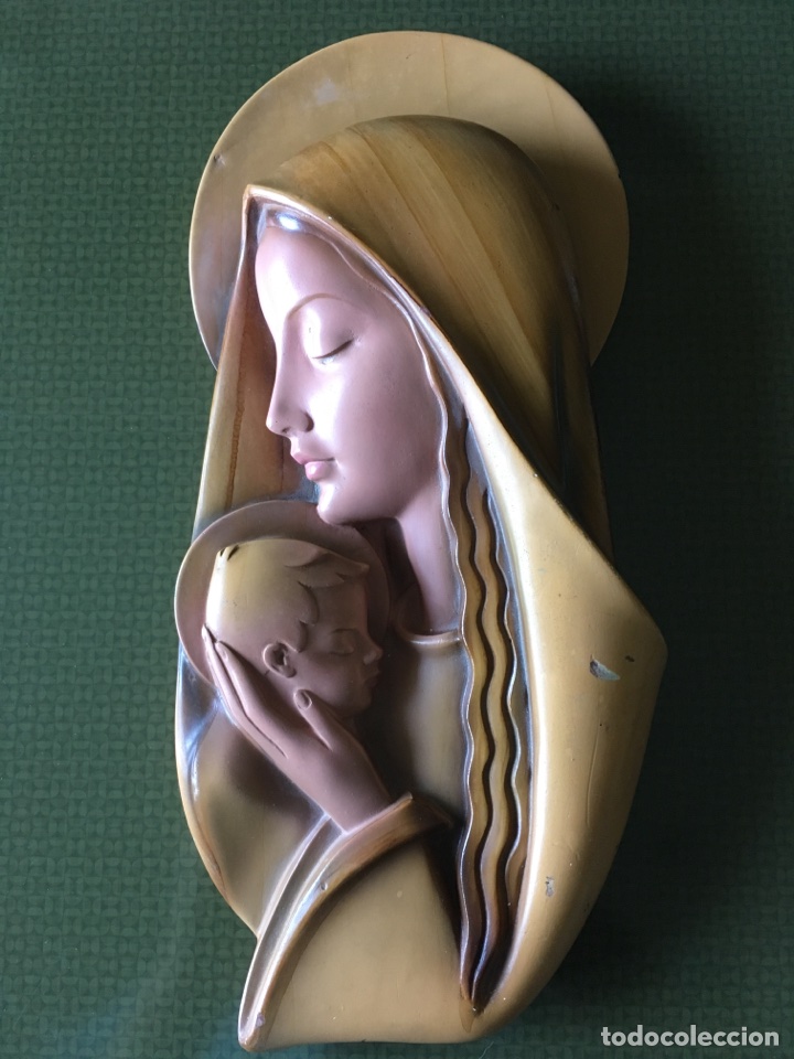 Vintage: Maternidad escayola a&ntilde;os 60 -Virgen con ni&ntilde;o