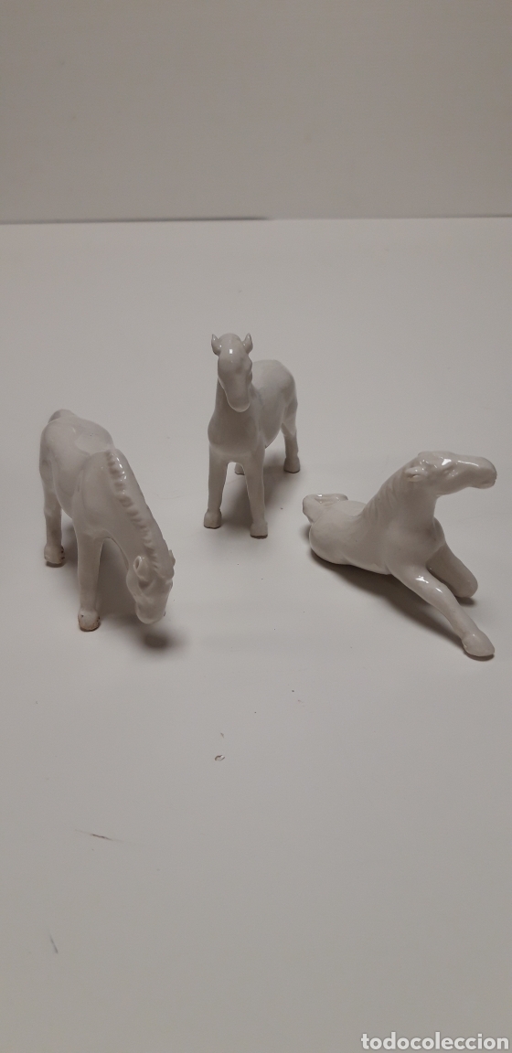 Vintage: Juego porcelana caballos 9 x 6 cm