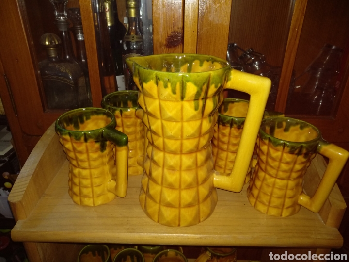 Vintage: ANTIGUO JUEGO DE SANGR&Iacute;A EN CER&Aacute;MICA.