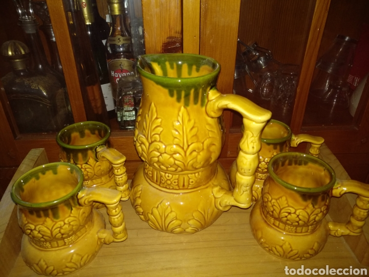 Vintage: ANTIGUO JUEGO DE SANGR&Iacute;A EN CER&Aacute;MICA.