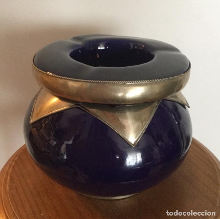 Vintage: CENICERO CER&Aacute;MICA VINTAGE AZUL INTENSO A&Ntilde;OS 80