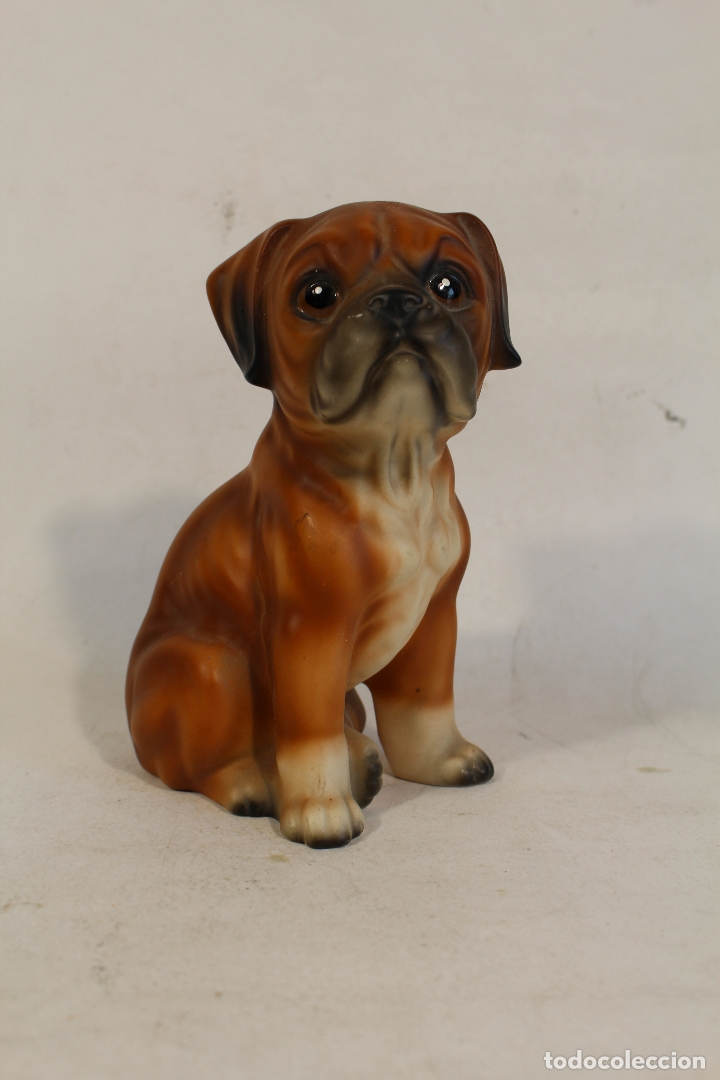 Vintage: figura perro boxer en ceramica