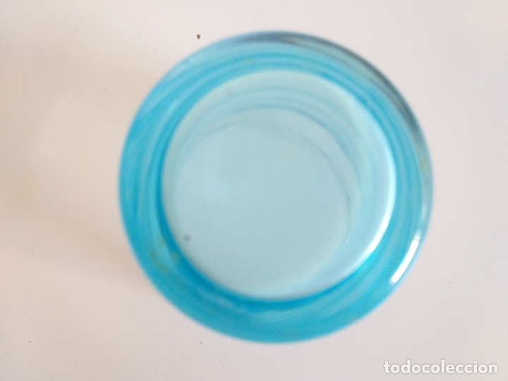 Vintage: Vaso de cristal. Azul. Estrecho abajo - Foto 4