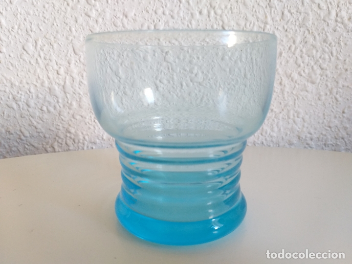 Vintage: Vaso de cristal. Azul. Estrecho abajo - Foto 1
