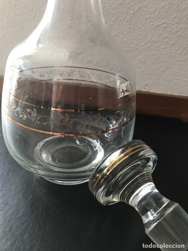Vintage: Botella de cristal fileteado en oro - Foto 4