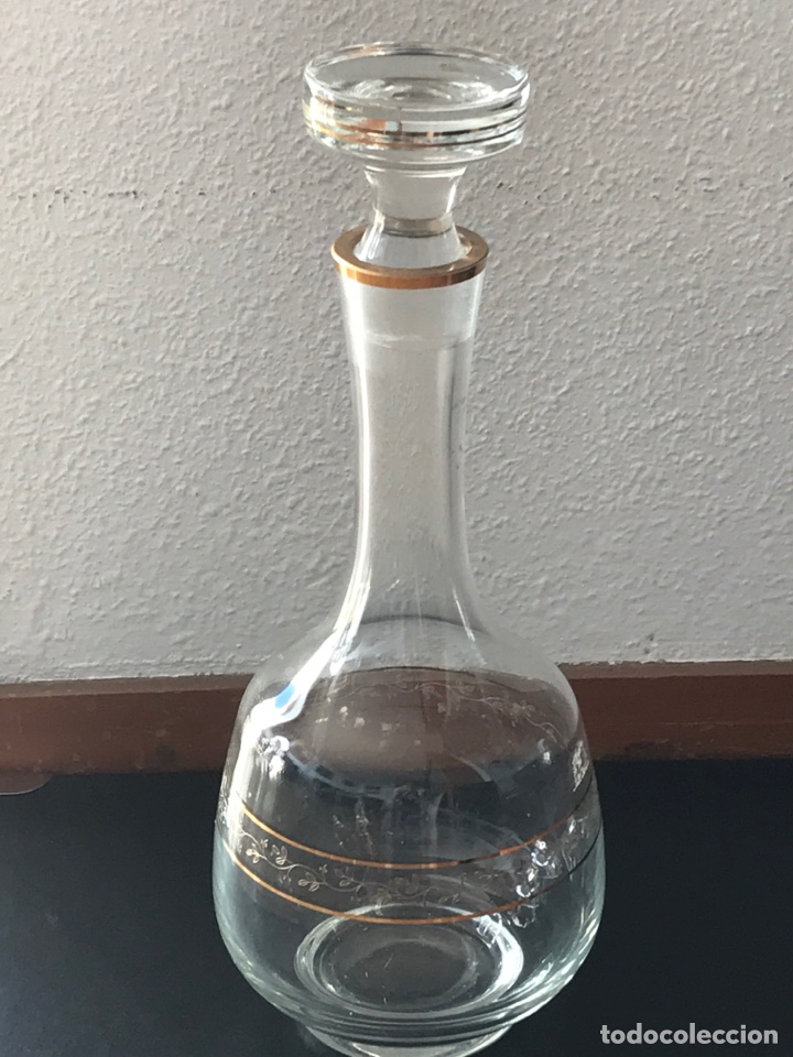 Vintage: Botella de cristal fileteado en oro - Foto 1