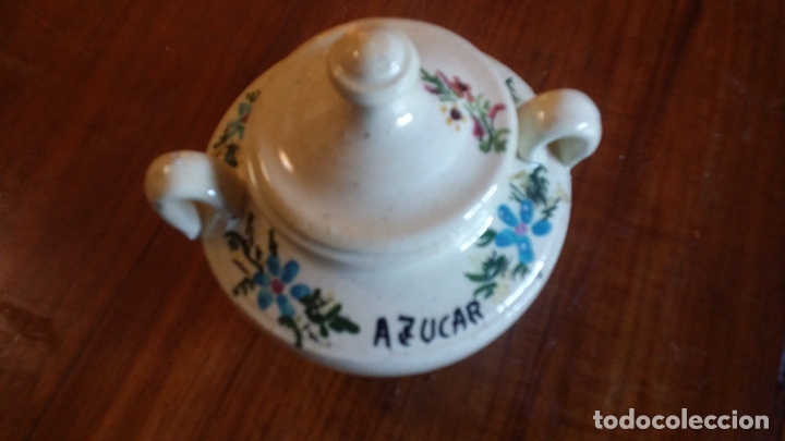 Vintage: azucarero pintado a mano en cer&aacute;mica