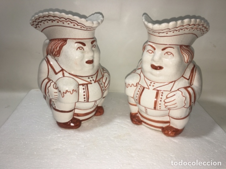 Vintage: 2 jarras cervezas en cer&aacute;mica medidas fotograf&iacute;adas Ref100