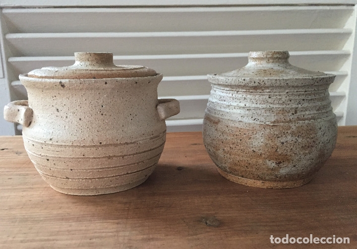 Vintage: PAREJA DE TARROS-AZUCAREROS DE CERAMICA GRES, DE AUTOR MA DOLORES CANALS - MaD, A&Ntilde;OS 70. 12 CM