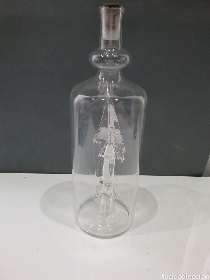Vintage: Botella en cristal con barco. - Foto 2