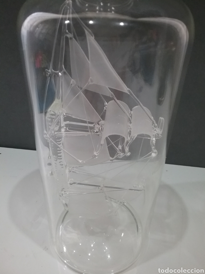 Vintage: Botella en cristal con barco. - Foto 3
