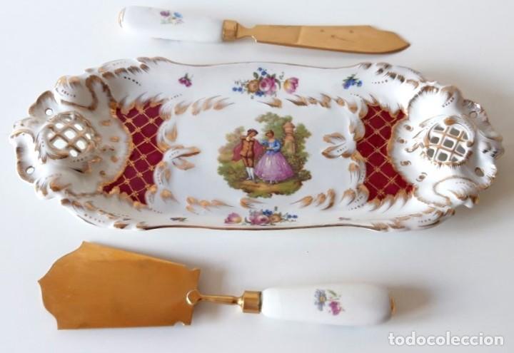 Vintage: JUEGO BANDEJA DE POSTRE CON PALA Y CUCHILLO-VINTAGE A&Ntilde;OS 60