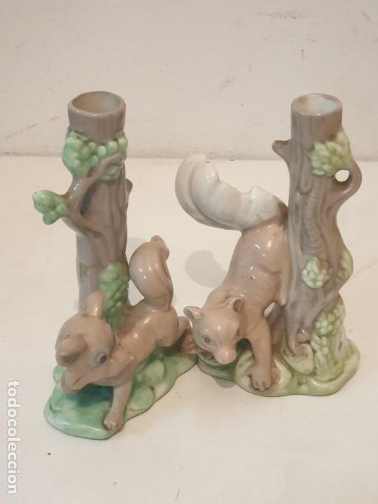 Vintage: PAREJA ANIMALITOS EN ARBOL