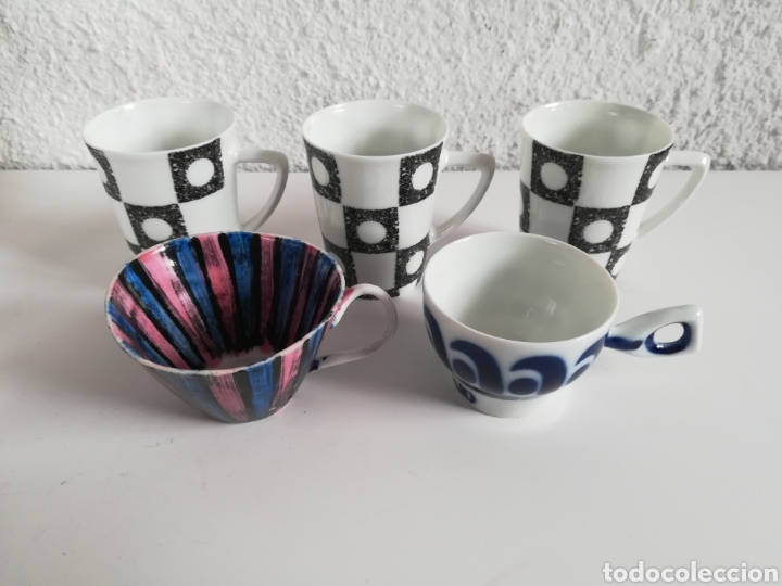 Vintage: 5 Tacitas de caf&eacute; Porcelana de O Castro y Sargadelos - Medulio - Galicia Decoraci&oacute;n Vintage