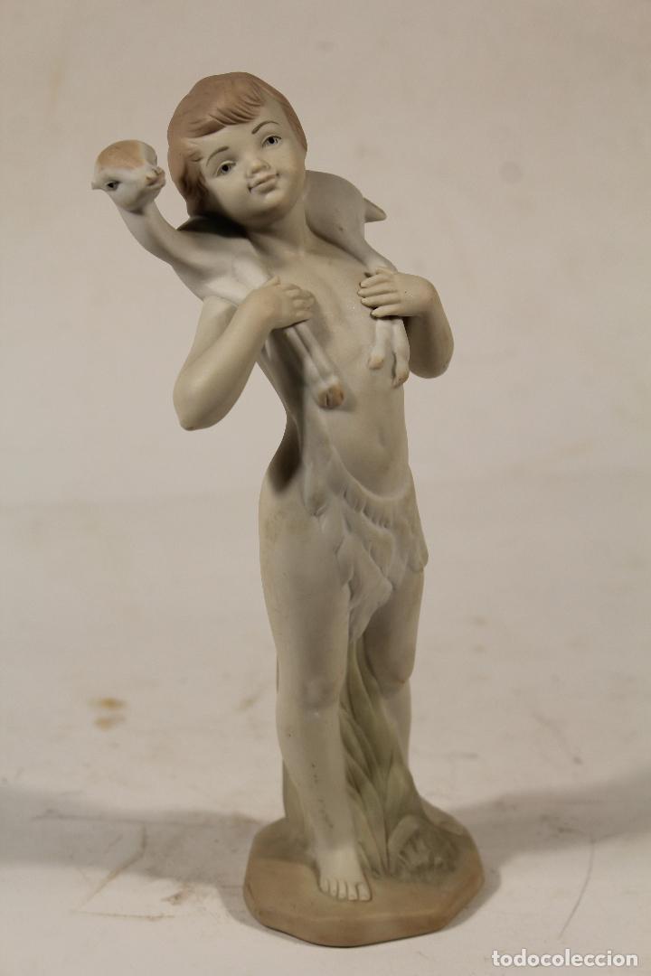 Vintage: figura de ni&ntilde;o con cervatillo, porcelana e.miguel