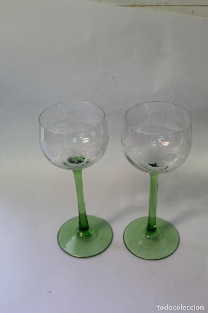 Vintage: 2 copas cristal verde - Foto 2