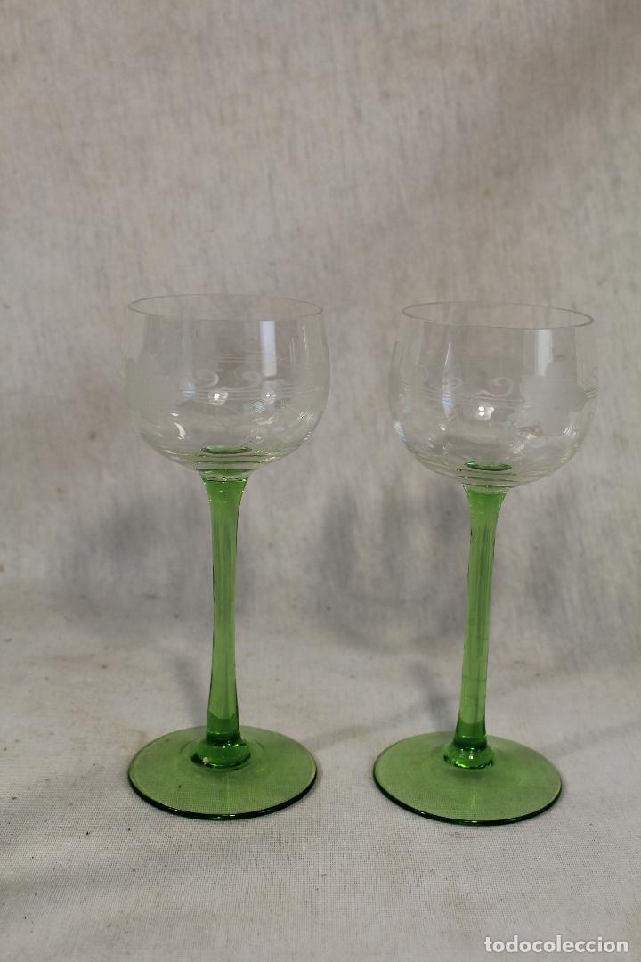 Vintage: 2 copas cristal verde - Foto 4
