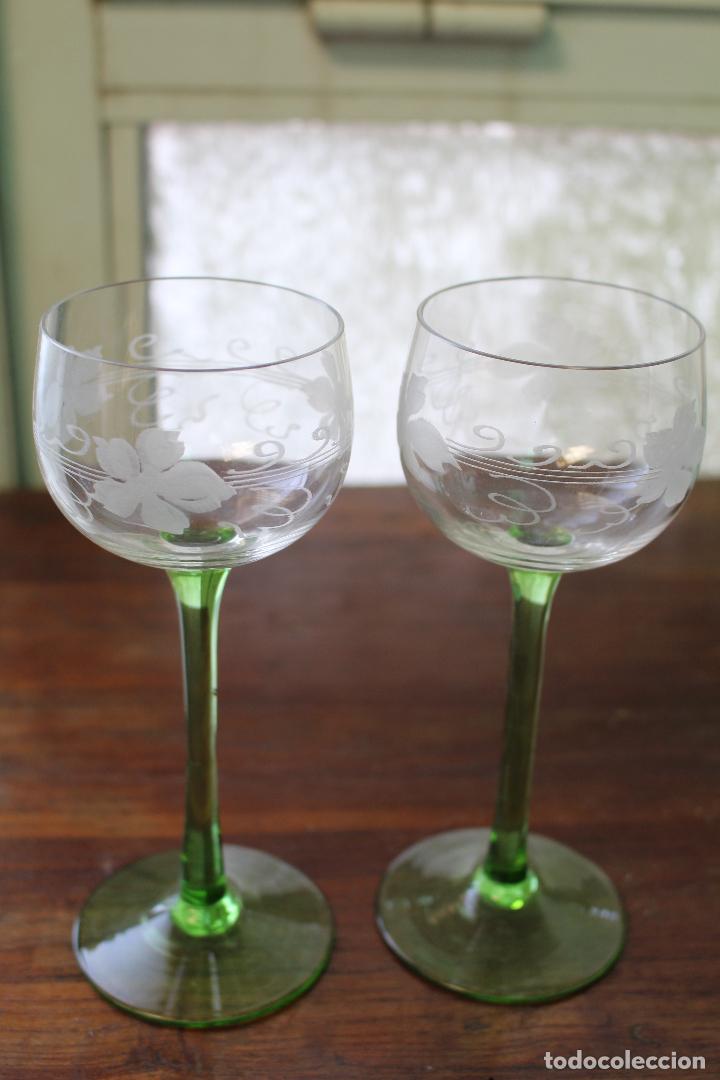 Vintage: 2 copas cristal verde - Foto 5