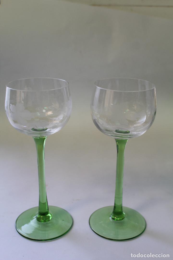Vintage: 2 copas cristal verde - Foto 6