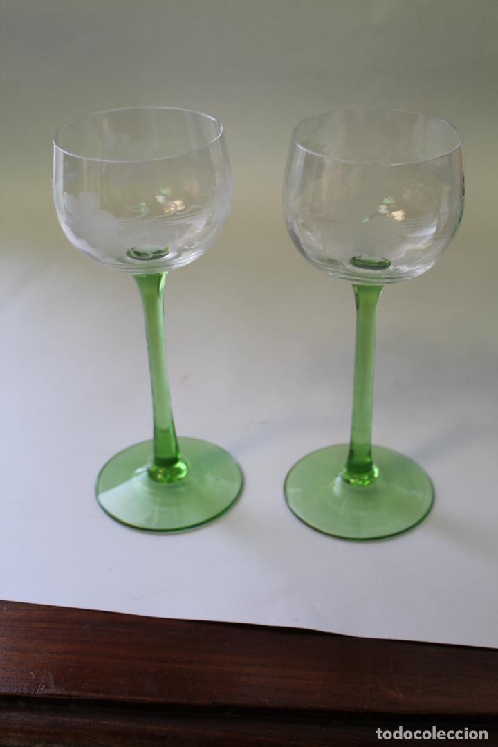 Vintage: 2 copas cristal verde - Foto 7