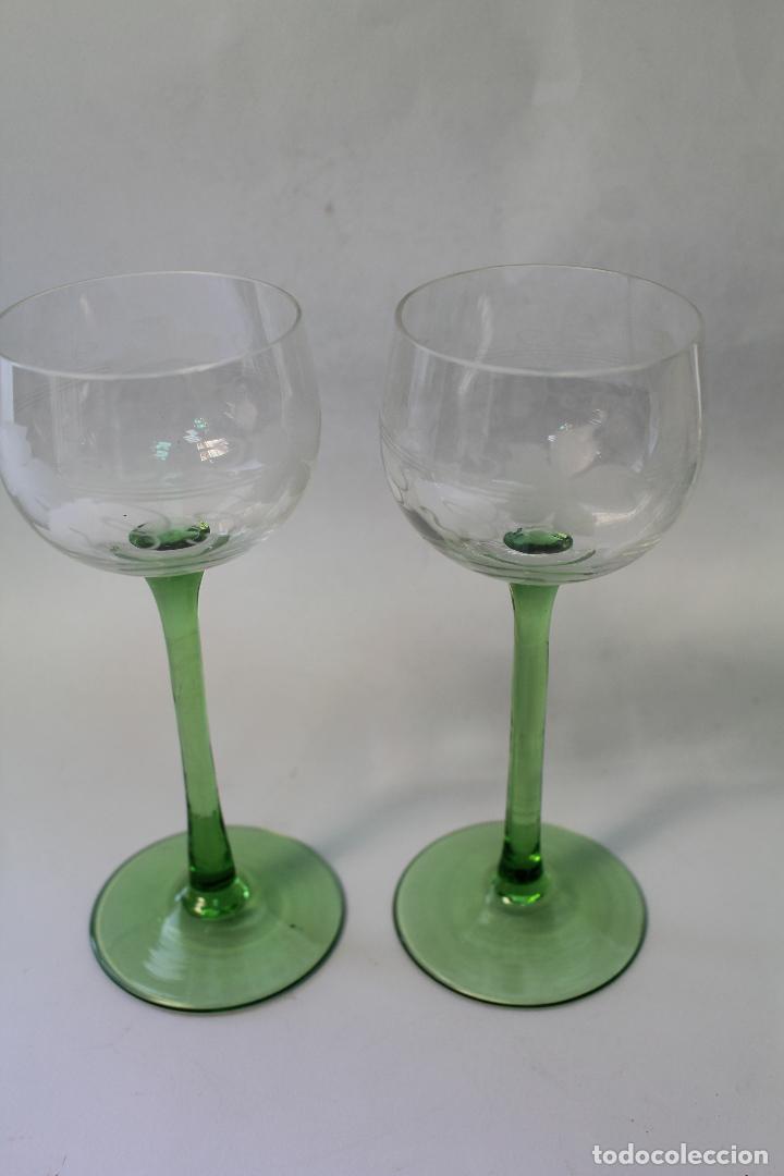 Vintage: 2 copas cristal verde - Foto 8