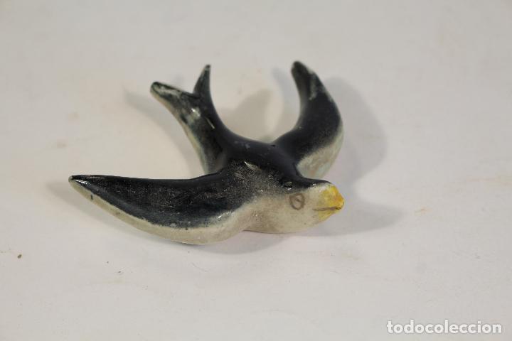 Vintage: figura pajaro golondrina en ceramica