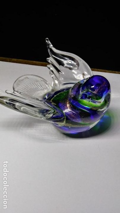 Vintage: P&Aacute;JARO DE CRISTAL DE MURANO. - Foto 2