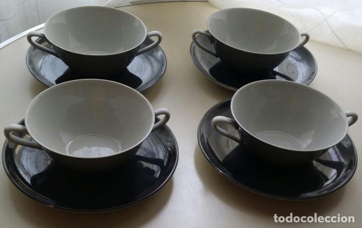 Vintage: TAZAS DE CONSOME PORCELANA PINTADAS A MANO