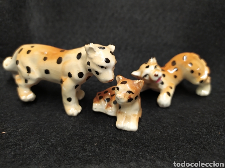 Vintage: Miniatura animales de porcelana. Leopardos